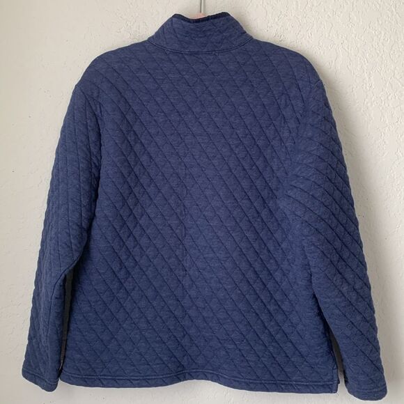 Crown & Ivy Dark Blue Mock Neck 1/4 Snap Quilted Pullover Sweater Men’s Size L - Picture 2 of 9